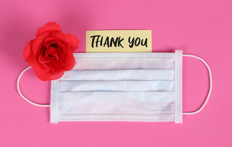 Facemask with thank you note from Rollin Delivery and Errands LLC