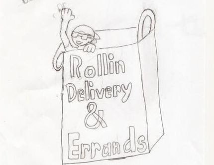 hand drawn grocery by Cameron Hicks of Rollin Delivery and Errands